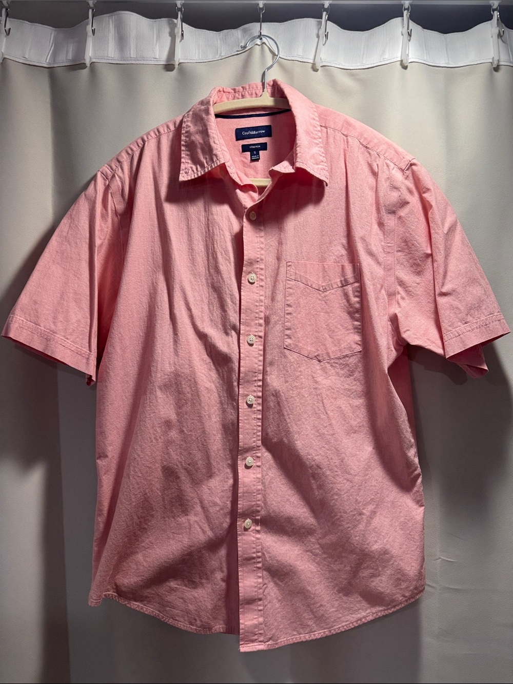 croft & barrow pink short sleeve button down shirt